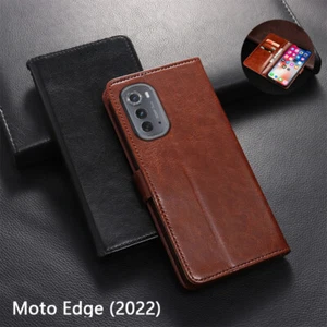 For Moto Edge (2022) Flip Case Shockproof Leather Wallet Phone Case Stand Cover - Picture 1 of 77