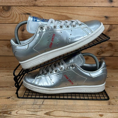Adidas Trainers Womens Size UK 5 Stan Smith Silver Metallic Originals Shoes OG - Image 1 of 4