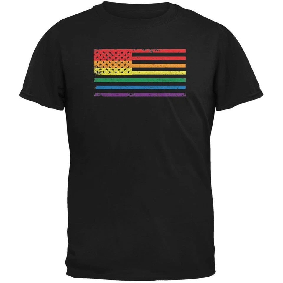 4th of July LGBT American Flag Distressed Black Youth T-Shirt - Image 1 of 1