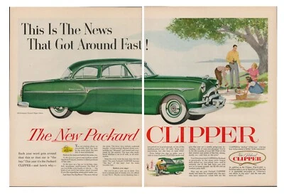 1953 Packard Clipper Deluxe Car Auto Vintage Print Ad Summer Picnic Lake USA - Image 1 of 4