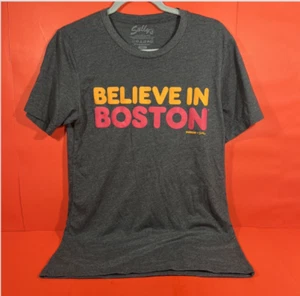 Gray Believe in Boston Sullys T-Shirt. Dunkin Donuts Collab. DUNKING - Picture 1 of 4