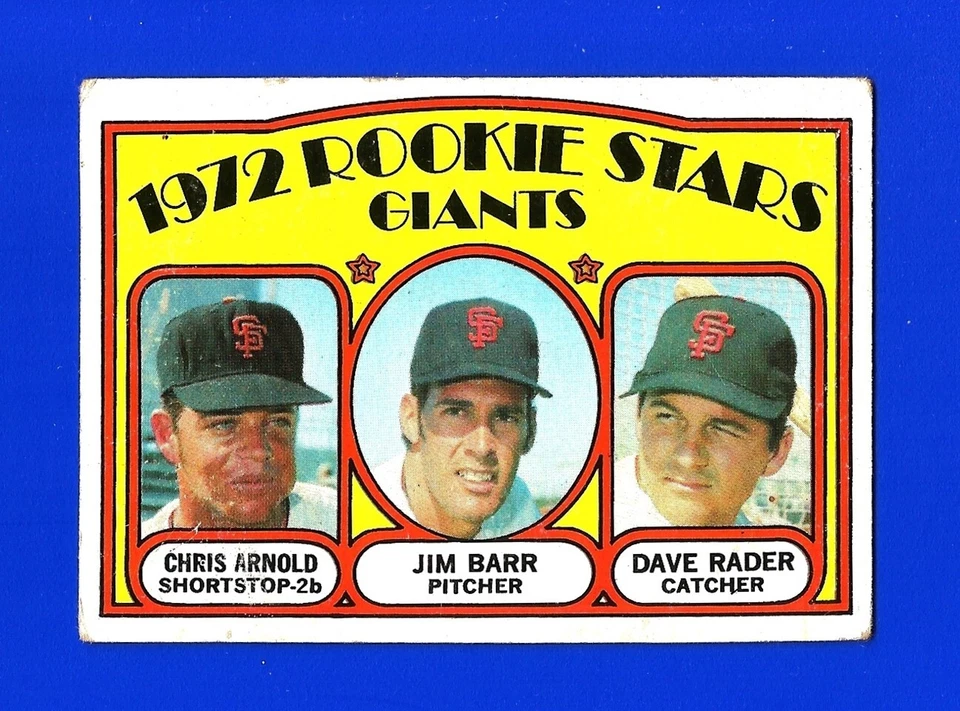 1972 Topps BASEBALL SET BREAK #232 GIANTS ROOKIES ARNOLD/BARR/RADER VG+/EX (SB2) - Image 1 of 1