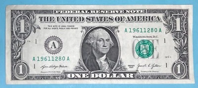 1961 January 28 Birthday Note $1 One Dollar Bill A 19611280 A (1961 / 1 / 28 _) - Image 1 of 2