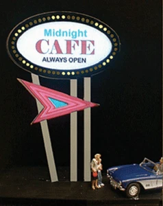 OVAL MULTI-GRAPHIC ANIMATED NEON SIGN HO-SCALE LIGHTS BLINKS-MORE-6 OVERLAYS - Picture 1 of 2