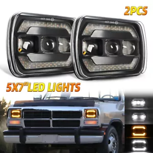 Pair 5x7" 7x6" LED Headlights HI/LO H6054 For Dodge D150 D250 D350 W150 Ram 50 - Picture 1 of 9