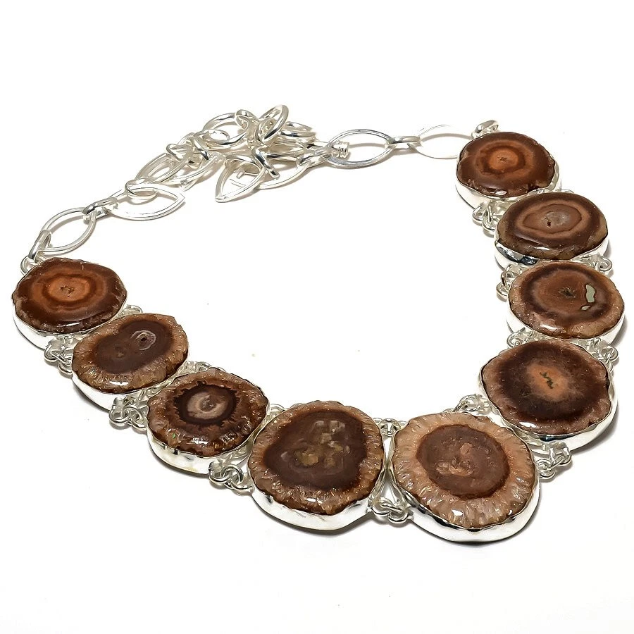 Ожерелье с серебряным покрытием из коричневого кварца друзов 18 дюймов - Изображение 1 из 1