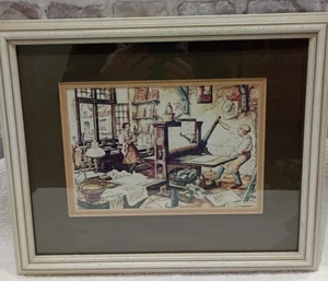Vintage Anton Pieck in Druckerei gerahmter Druck Doppelmontierung verglast 36x30 cm - Bild 1 von 11