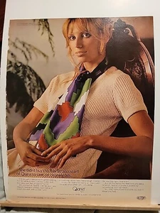 1970 Mujer Ray Strauss Mod Cuello Bufanda Dupont Qiana Nylon Vintage Moda Anuncio - Imagen 1 de 1