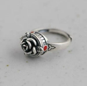 Bali Sterling Silver Rose Flower Blooming Poison Locket Ring A3685 - Picture 1 of 8