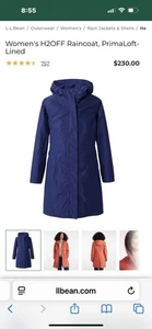 L.L. Bean Women's H2OFF Rain Jacket PrimaLoft-Lined & Removable Navy Blue Medium - Picture 1 of 13
