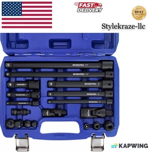 WORKPRO 18-PCS Drive Tool Accessory Set 1/4"&3/8"&1/2" Socket Adapter Extensions - Picture 1 of 10