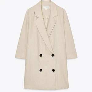 NEU MIT ETIKETT ZARA LEINENMISCHUNG ZWEIREIHIGER BLAZER BLOGGER FAVORIT HELLBEIGE - Bild 1 von 13