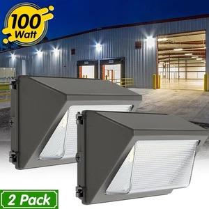 [2 Pack] 100W Outdoor Wall Pack Light Dusk to Dawn Area Security Flood Lighting - Picture 1 of 16