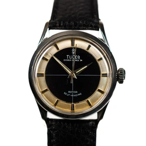 Tudor 1950's Ref 7590 Tuxedo Crosshair 34mm Lyre Lugs Caliber 390 Stainless Auto - Picture 1 of 23