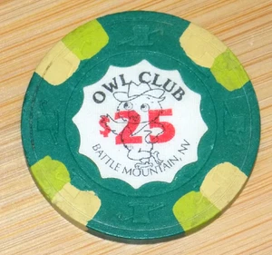 $25 Owl Club Battle Mountain NV Nevada Casino Poker Gaming Chip Glücksspiel Sammeln - Bild 1 von 3