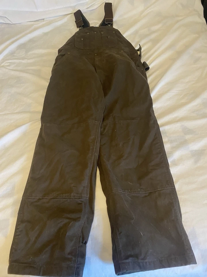Men's Walls Blizzard Pruf Bib Overalls Size 38 X 30 Brown Canvas Lined Carpenter - Image 1 of 4