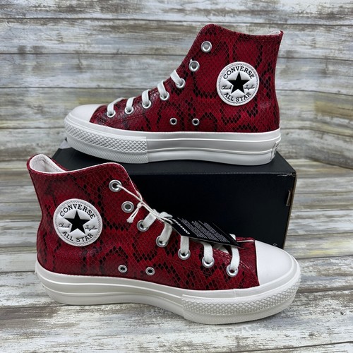 Sneakers alte Converse Platform Chuck Taylor All Star pelle di serpente rosse donna 8