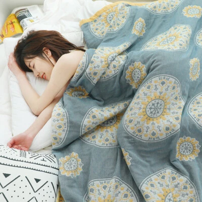 Cotton blanket 4 layers gauze cotton summer quilt cozy soft flat sheet bed cover - Image 1 of 4