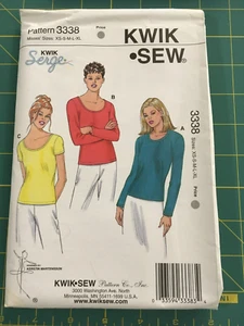 KWIK SEW Pattern 3338 Pullover T-Shirt Top Long Short Sleeve Misses XS-XL UNCUT - Picture 1 of 3