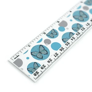 Butterfly Artsy Blue 12 Inch Standard and Metric Plastic Ruler - Picture 1 of 1