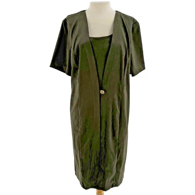 Vestido Midi Granero Imitación Gamuza Verde Talla 3XL Profesional Trabajo Oficina Foto 1 de 4