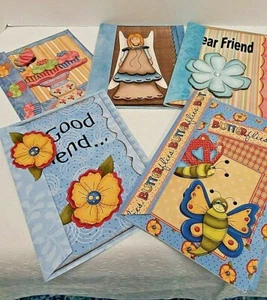 Lot of 5 Handcrafted Embellished 3-D Friendship Cards Matching Envelopes - Imagen 1 de 11