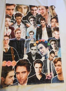 New Robert Pattinson Throw Blanket Small 41" x 30" Collage Face Pictures Hearts - Picture 1 of 3