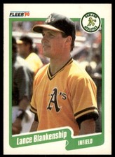 1990 Fleer Baseball Card Lance Blankenship Oakland Athletics #1