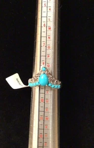 Artisan Collection Of India Ornate Sterling Silver Turquoise Ring Size 9 - Picture 1 of 5