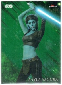 STAR WARS 2018 FINEST GREEN REFRACTOR PARALLEL 2 AAYLA SECURA SERIAL #D 12/99