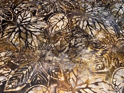 By 1/2 Yd Artisan Batiks Cornucopia Brown Tan Leaves Cotton Quilt Store Fabric - Image 1 of 4