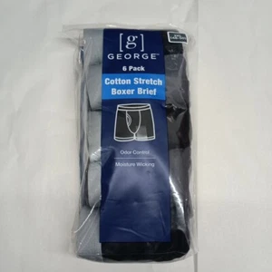 George Men's Cotton Stretch Boxer Briefs Underwear 6-Pack Size 3XL 48-50 NEW - Picture 1 of 5