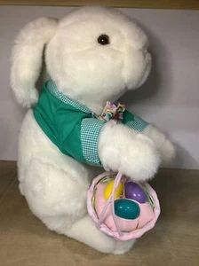 14" Vintage White Easter Bunny Rabbit - Peter Cottontail - Plush Stuffed Animal - Picture 1 of 8