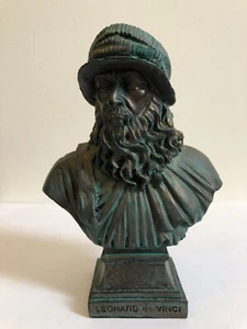 LEONARDO DA VINCI BUST STATUE SCULPTURE FIGURINE RENAISSANCE ITALY HISTORY ART - Picture 1 of 5
