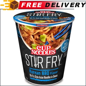 Nissin Cup Noodles Stir Fry Noodles in Sauce, Korean BBQ, 2.89 Ounce (Pack of 6) - Picture 1 of 6
