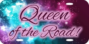Queen of the Road Stars Pink Purple Teal Vanity License Plate Beautiful 12x6 NEW - Imagen 1 de 1
