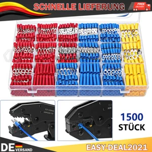 1500 Stück KFZ Kabelschuhe Set Sortiment Elektrische Steckverbinder Flachstecker - Bild 1 von 14