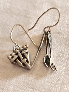 Vintage 80er? Sterling Besteck & Kuchen Ohrringe - Neu aus altem Lagerbestand - Bild 1 von 8