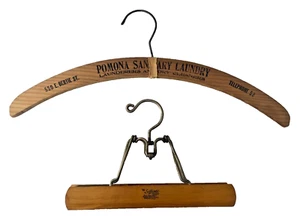 Wood Advertising Hanger Pomona California Laundry Dry Cleaners & Setwell Pant - Picture 1 of 13