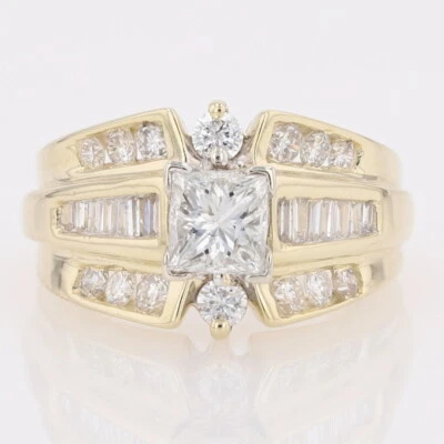 1.11ctw Diamond Solitaire with Accents Engagement Ring 14k Yellow Gold Size 3.25 - Image 1 of 4