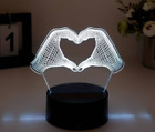 Heart Hands  3D Night Light Optical Illusion Lamp LED Touch Control 7 Colour