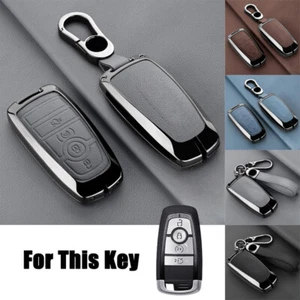 Zinc Alloy Leather Car Key Fob Case Cover For Ford Explorer Mondeo Edge Mustang - Picture 1 of 21
