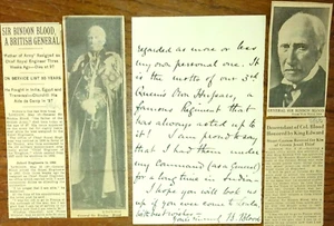 "Father of the British Army" General Sir Bidon Blood (1842-1940) Signed Letter - Picture 1 of 4