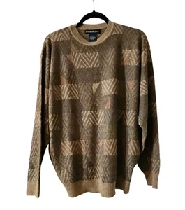 Northern Isles Mens Sweater Size L Crew Geometric Shapes Earth Tones Grandpa - Picture 1 of 5