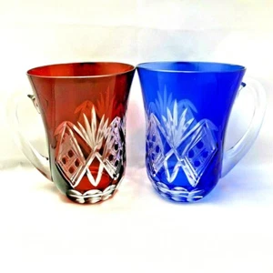 Tazza vetro giapponese Edo Kiriko Made in Japan rosso blu set coppia cool japan JP Mug - Foto 1 di 10