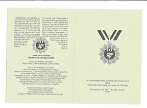 Event Menu ORDRE DES CANARDIERS Spring Dinner 2014 Chicago Womens Athletic Club - Picture 1 of 2