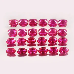 Premium Natural Flawless Burma Ruby Loose Oval Gemstone Cut Lot 6x4MM - 20Pcs - Picture 1 of 5