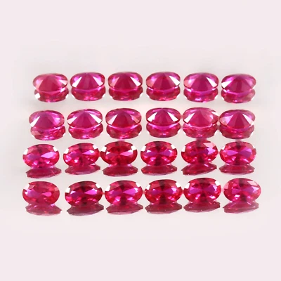 6x4MM - Extra Fine Natural Flawless Burma Ruby Loose Oval Gemstone Cut Lot 20Pcs - Image 1 of 4