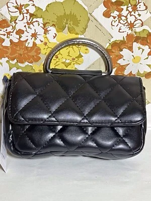 NWT French Connection Quilted Top Handle Crossbody Bag Purse Black Cocktail - Image 1 of 4
