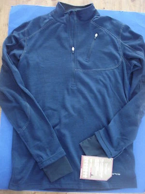MEN'S TERRAMAR BASE LAYER SHIRT 1/4 ZIP WOOL BLEND NAVY WINTER SPORTS SMALL NEW - Image 1 of 4